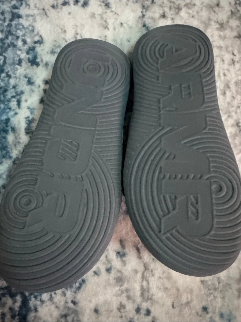 Under Armour Grey Slide Sandals with Orange Logo Accents